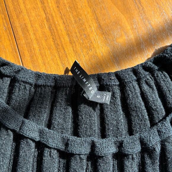 Vintage 2006 The Limited Silk Cashmere Blend Sweater Ribbed Black Sparkly Size M - Picture 3 of 10